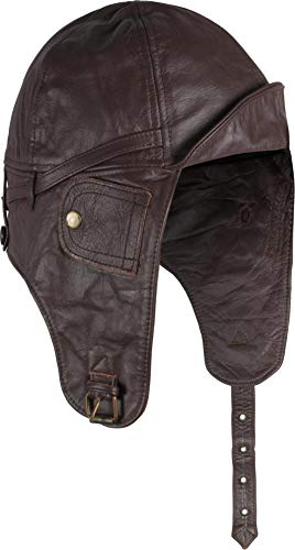 normani Flieger Lederhaube Pilotenmütze aus echtem Rindsleder Farbe Brown Größe S von normani