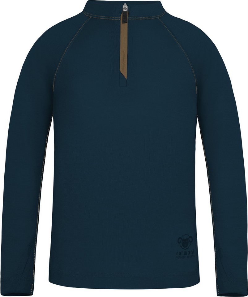 normani Funktionsshirt Kinder Merino Langarm mit 1/4 Zipper Nyapari Pullover mit Zip Skipullover aus 100 % Merinowolle von normani