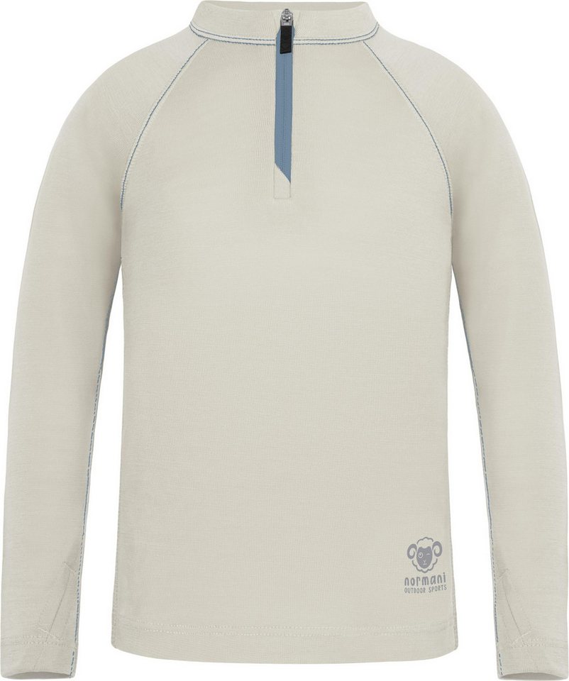 normani Funktionsshirt Kinder Merino Langarm mit 1/4 Zipper Nyapari Pullover mit Zip Skipullover aus 100 % Merinowolle von normani