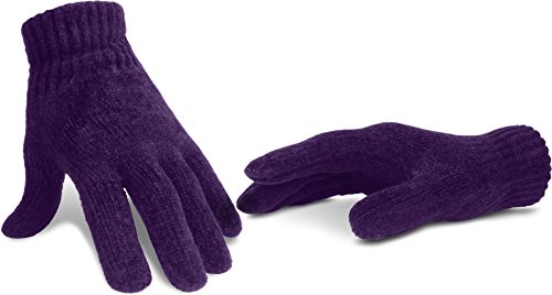 normani Handschuhe Chenille für Teenager und Damen Schwarz Farbe Lila von normani