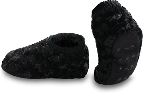 normani Hausschuhe mit ABS Tatzen, Außenfell und Innenfleece Farbe Schwarz Größe 39-42 von normani
