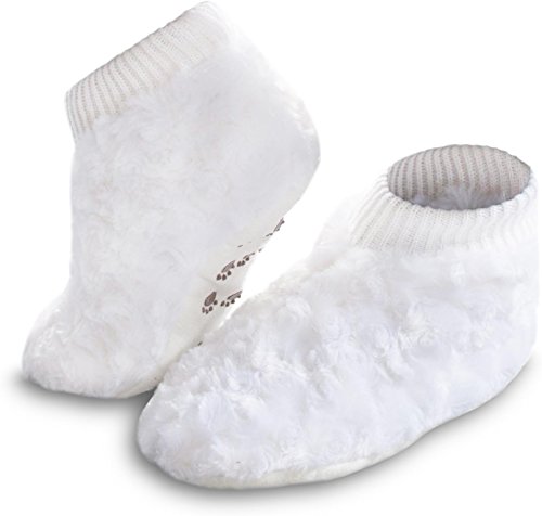 normani Hausschuhe mit ABS Tatzen, Außenfell und Innenfleece Farbe Weiß Größe 31-34 von normani