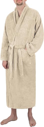 normani Herren Bademantel extra lang aus 100% Baumwolle - Oeko Tex 100 - für große Menschen Farbe Beige Größe 3XL von normani