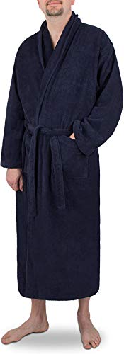 normani Herren Bademantel extra lang aus 100% Baumwolle - Oeko Tex 100 - für große Menschen Farbe Marine Größe 4XL von normani