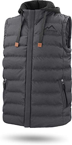 normani Herren Bodywarmer wattierte Outdoor Weste mit abnehmbarer Kapuze und wasserdichten Reißverschlüssen Farbe Anthrazit Größe XXL von normani