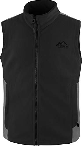 normani Herren Fleeceweste mit Reißverschlusstaschen und Stehkragen - warm, leicht 280 g/m² - ZIP-T3K System Farbe Schwarz/Grau Größe L von normani