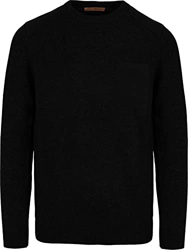 Herren Merino Premium Pullover Winterpullover Strickpullover Outdoor Langarm-Shirt aus 100% zertifizierter RWS Merinowolle - Rundhalspullover Farbe Schwarz Größe L von normani