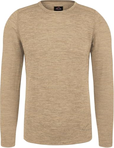 normani Herren Merino Unterhemd Premium Oberteil Rundhalsausschnitt Funktionsoberteil 100% Merinowolle Thermounterwäsche Baselayer Skipullover Farbe Beige Größe L/52 von normani