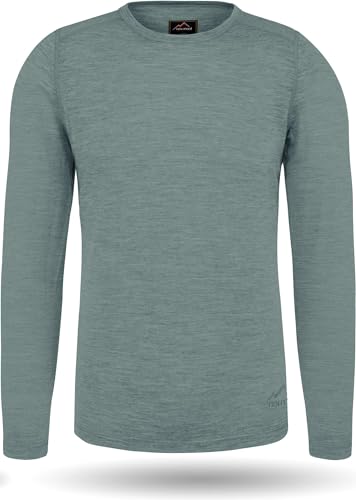 normani Herren Merino Unterhemd Premium Oberteil Rundhalsausschnitt Funktionsoberteil 100% Merinowolle Thermounterwäsche Baselayer Skipullover Farbe Blau Größe 3XL/58 von normani