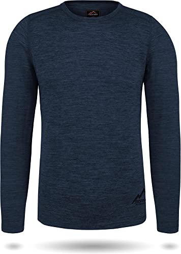 normani Herren Merino Unterhemd Premium Oberteil Rundhalsausschnitt Funktionsoberteil 100% Merinowolle Thermounterwäsche Baselayer Skipullover Farbe Navy Größe 3XL/58 von normani