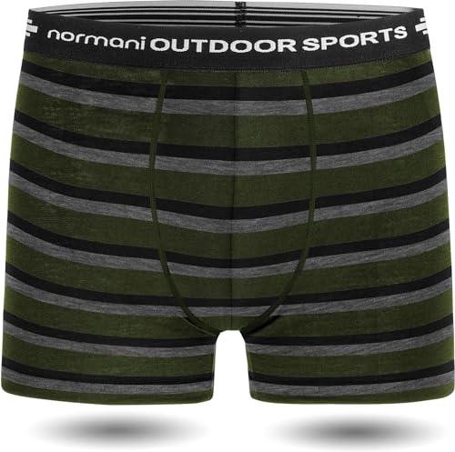 normani Herren Merino Unterhose Boxershorts Funktionsunterwäsche Sportunterhose - 100% MERINOWOOL Farbe Grün/Schwarz/Grau Größe M von normani