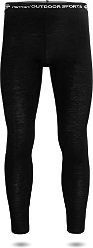 normani Herren Merino Unterhose Thermounterwäsche Funktionshose Lang Baselayer Leggins Ski-Winterhose - 100% Merinowolle 200 g/m² Farbe Dunkelschwarz Größe L/52 von normani