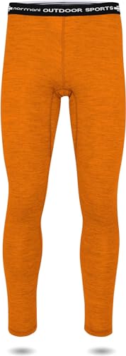 normani Herren Merino Unterhose Thermounterwäsche Funktionshose Lang Baselayer Leggins Ski-Winterhose - 100% Merinowolle 200 g/m² Farbe Orange Größe XL/54 von normani