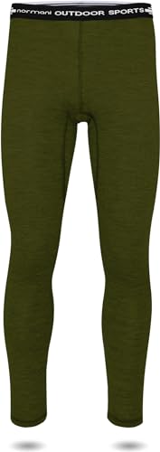 normani Herren Merino Unterhose Thermounterwäsche Funktionshose Lang Baselayer Leggins Ski-Winterhose - 100% Merinowolle 200 g/m² Farbe Grün Größe XL/54 von normani