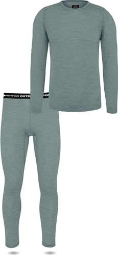 normani Herren Merino Unterwäsche-Set Garnitur (Unterhemd und Unterhose) 100% Merinowolle Thermounterwäsche Ski-Funktionsunterwäsche Farbe Blau Größe S/48 von normani