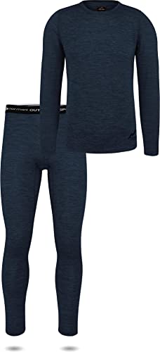 normani Herren Merino Unterwäsche-Set Garnitur (Unterhemd und Unterhose) 100% Merinowolle Thermounterwäsche Ski-Funktionsunterwäsche Farbe Navy Größe 6XL von normani