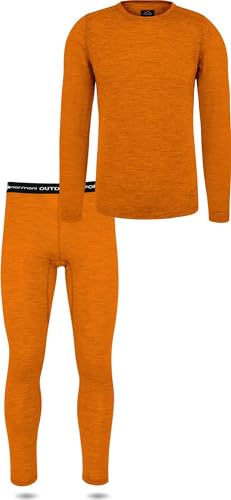 normani Herren Merino Unterwäsche-Set Garnitur (Unterhemd und Unterhose) 100% Merinowolle Thermounterwäsche Ski-Funktionsunterwäsche Farbe Orange Größe L/52 von normani