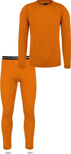 normani Herren Merino Unterwäsche-Set Garnitur (Unterhemd und Unterhose) 100% Merinowolle Thermounterwäsche Ski-Funktionsunterwäsche Farbe Orange Größe S/48 von normani