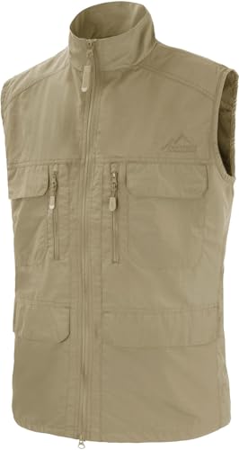 normani Herren Outdoor Sport Weste mit vielen Taschen für Freizeit, Angeln, Jagd oder Safari Tour (XS-5XL) Farbe Beige Größe XL von normani