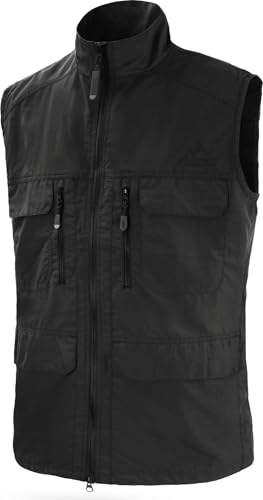 normani Herren Outdoor Sport Weste mit vielen Taschen für Freizeit, Angeln, Jagd oder Safari Tour (XS-5XL) Farbe Dunkelschwarz Größe 8XL von normani