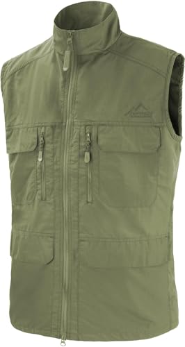 normani Herren Outdoor Sport Weste mit vielen Taschen für Freizeit, Angeln, Jagd oder Safari Tour (XS-5XL) Farbe Grün Größe 10XL von normani