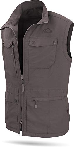 normani Herren Outdoor Weste mit atmungsaktivem Sonnenschutzmaterial 50+ (XS-5XL) Farbe Dunkel-Grau Größe 3XL von normani