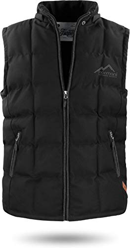 normani Herren Outdoor Winter-Steppweste mit Kapuze und Stehkragen Farbe Schwarz Größe S von normani