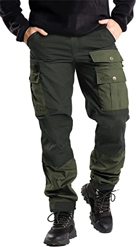 normani Herren Outdoorhose Trekkinghose Pants Funktionshose mit Wachsbeschichtung für Outdoor-Aktivitäten Farbe Oliv/Dunkelgrün Größe M von normani