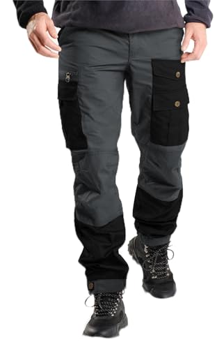 normani Herren Outdoorhose Trekkinghose Pants Funktionshose mit Wachsbeschichtung für Outdoor-Aktivitäten Farbe Schwarz/Anthrazit Größe 4XL von normani