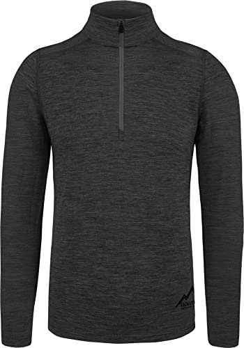 normani Herren Premium Merino Outdoor Langarm-Shirt Longsleeve mit Reißverschluss, 100% Merinowolle Pullover mit 1/4 Zip Farbe Anthrazit Größe 4XL/60 von normani
