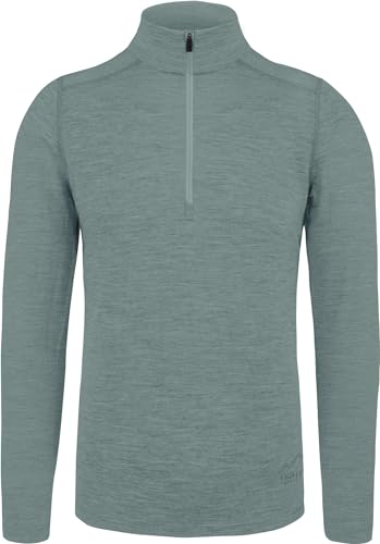 normani Herren Premium Merino Outdoor Langarm-Shirt Longsleeve mit Reißverschluss, 100% Merinowolle Pullover mit 1/4 Zip Farbe Blau Größe XXL/56 von normani