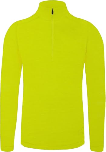 normani Herren Premium Merino Outdoor Langarm-Shirt Longsleeve mit Reißverschluss, 100% Merinowolle Pullover mit 1/4 Zip Farbe Gelb Größe XXL/56 von normani