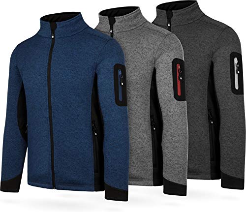 normani Herren Strick-Fleecejacke Strickjacke Cardigan mit Stehkragen und Seitentaschen Outdoor Sweatshirt Farbe Oliv Größe 4XL von normani