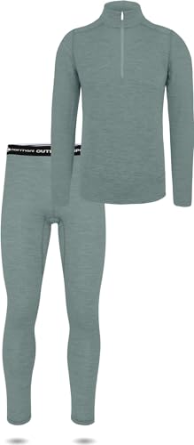 normani Herren Thermounterwäsche-Set 100% Merinowolle Pullover mit YKK-Reißverschluss und Thermounterhose Farbe Blau Größe 5XL von normani