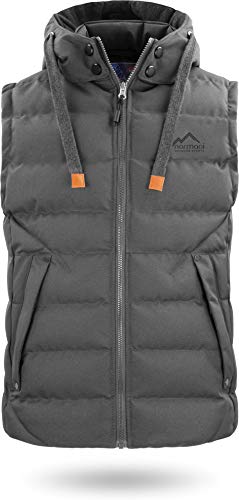 normani Herren Wattierte Weste Winddichte Steppweste mit Sweat Kapuze und Stehkragen Outdoor Bodywarmer Farbe Dunkelgrau Größe XL/54 von normani