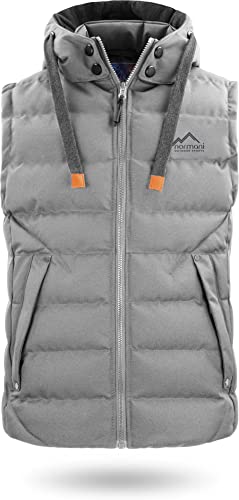 normani Herren Wattierte Weste Winddichte Steppweste mit Sweat Kapuze und Stehkragen Outdoor Bodywarmer Farbe Grau Größe 3XL/58 von normani