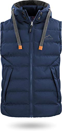 normani Herren Wattierte Weste Winddichte Steppweste mit Sweat Kapuze und Stehkragen Outdoor Bodywarmer Farbe Marine Größe XL/54 von normani