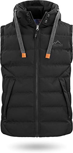 normani Herren Wattierte Weste Winddichte Steppweste mit Sweat Kapuze und Stehkragen Outdoor Bodywarmer Farbe Schwarz Größe S/48 von normani
