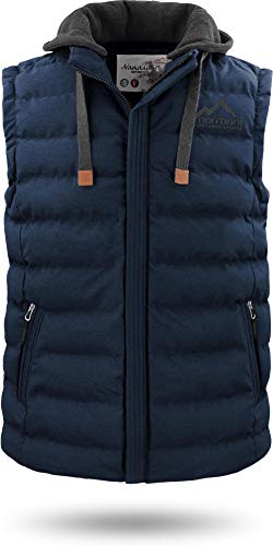 normani Herren Weste Steppweste mit Swaet Kapuze und Stehkragen - Outdoor Weste mit wasserdichten Reißverschlüssen Farbe Dunkelmarine Größe 12XL von normani