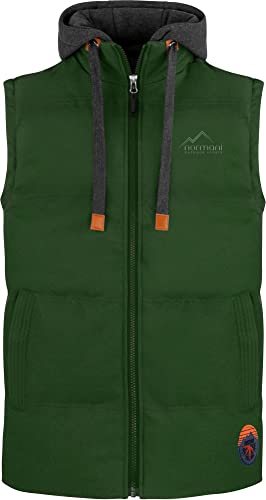 normani Herren Winterweste Steppweste winddichte Outdoor Weste mit Swaet Kapuze und Stehkragen Gefütterte Freizeitweste - Ärmellos Farbe Oliv Größe 5XL von normani