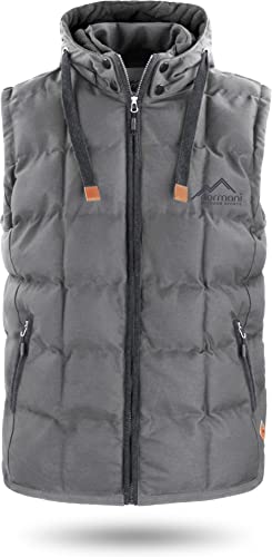 normani Herren wattierte Steppweste mit abnehmbarer Kapuze und Stehkragen, Outdoor Winterweste gefüttert Farbe Grau Größe XL von normani