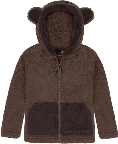normani Kinder Baby Teddyjacke Fleecejacke Sherpajacke Kapuzenjacke Kapuzenjacke mit Ohren für Junge und Mädchen Farbe Dunkelbraun Größe 12-18 Monate von normani