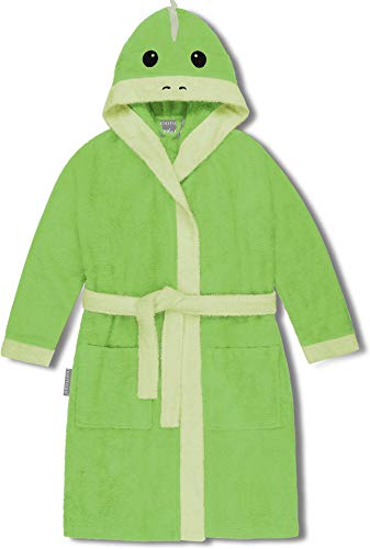 normani Kinder-Bademantel aus 100% Bio-Baumwolle mit Kapuze | Frottee Kapuzenbademantel mit oder ohne Tierbestickung Farbe Grün/Krokodil Größe 86/92 von normani