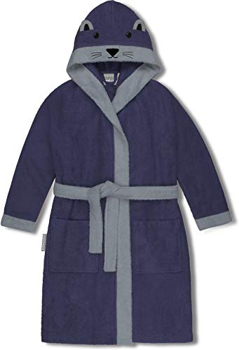 normani Kinder-Bademantel aus 100% Bio-Baumwolle mit Kapuze | Frottee Kapuzenbademantel mit oder ohne Tierbestickung Farbe Lila/Otter Größe 122/128 von normani