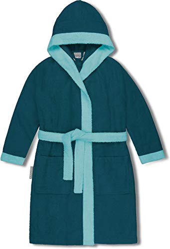 normani Kinder-Bademantel mit Kapuze aus 100% Bio-Baumwolle - für Jungen und Mädchen Farbe Blau Größe 98/104 von normani