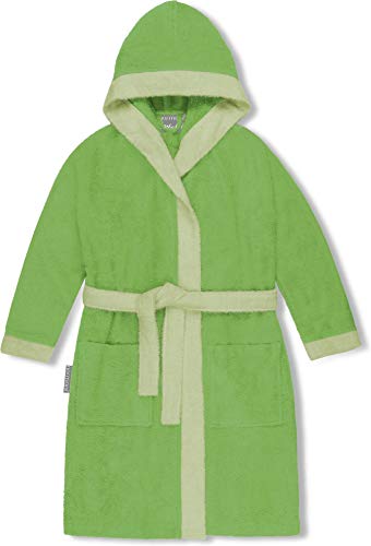 normani Kinder-Bademantel mit Kapuze aus 100% Bio-Baumwolle - für Jungen und Mädchen Farbe Grün Größe 122/128 von normani