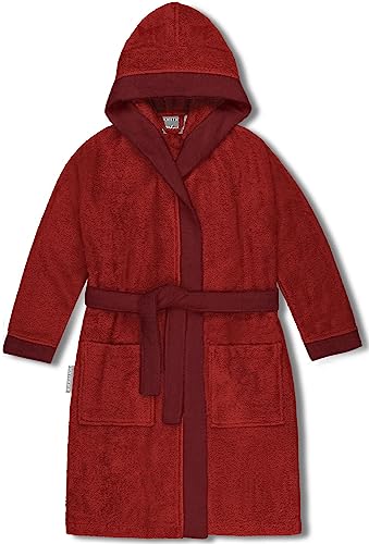 normani Kinder-Bademantel mit Kapuze aus 100% Bio-Baumwolle - für Jungen und Mädchen Farbe Rot Größe 146/152 von normani