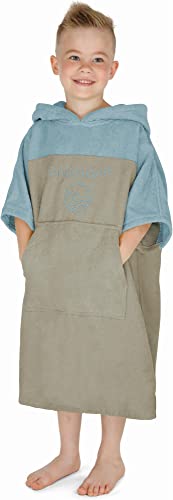 normani Kinder Badeponcho - Badehandtuch aus 100% Bio-Baumwolle - Surfer Poncho mit Kapuze für Jungen und Mädchen 0-13 Jahren Farbe Blau Größe 6-9 Jahre von normani
