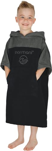 normani Kinder Badeponcho - Badehandtuch aus 100% Bio-Baumwolle - Surfer Poncho für Jungen und Mädchen 0-13 Jahren Farbe Grau Größe 0-2 Jahre von normani