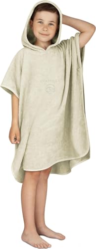 normani Kinder-Badeponcho Strandponcho - Handtuch-Poncho aus 100% natürlicher Bio-Baumwolle Handtuch Cape Badetuch mit Kapuze für Jungen und Mädchen 2-13 Jahre Farbe Beige Größe 75 x 90 cm von normani